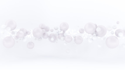 Bright white background with balloons. 3d illustration, 3d rendering.