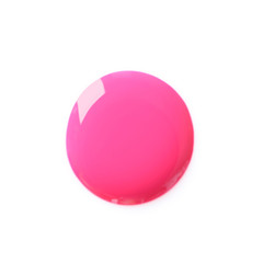 Color nail polish stain on white background, top view