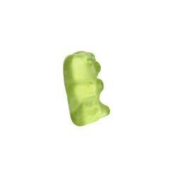 Delicious green jelly bear on white background