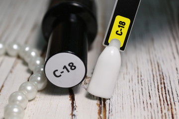 Painted nail tips in different colors. Manicure