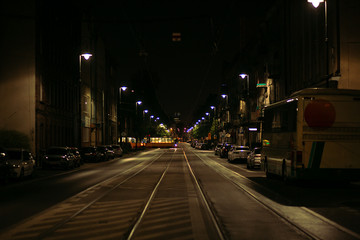 empty streets of the night city. Poland