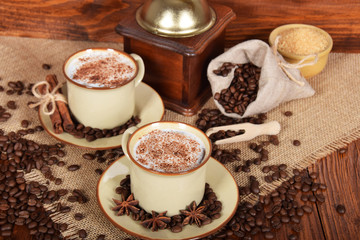 coffee with milk foam and chocolate