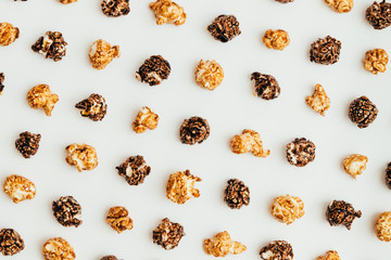 Popcorn kernels on white background
