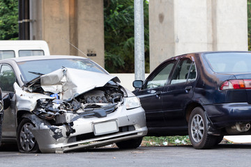 car get damaged by accident on the road