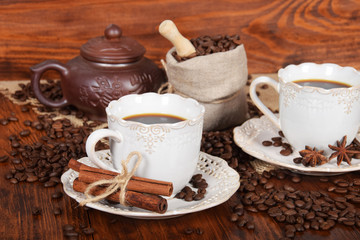 vanilla coffee in retro cups