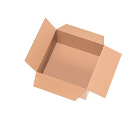 Open paper cardboard box. 3d rendering illustration isolated