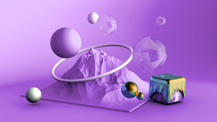 Abstract background with elements. 3d illustration, 3d rendering.
