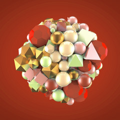 Abstract background with elements. 3d illustration, 3d rendering.