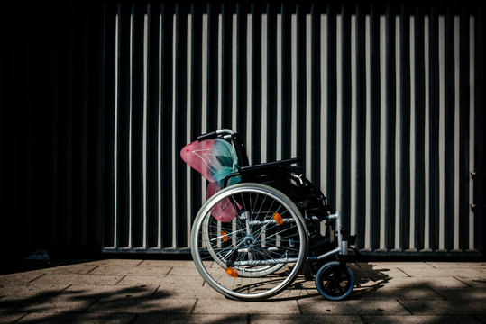 an empty wheelchair with wings