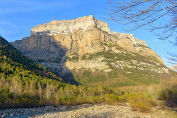 Landscape of Ordesa y Monte Perdido National Park in Huesca, Aragon, Spain.