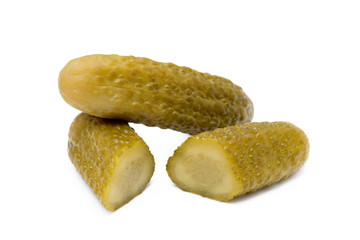 Pickled sour cucumber isolated on white background