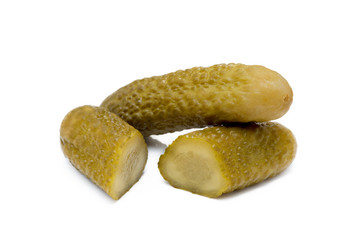 Pickled sour cucumber isolated on white background
