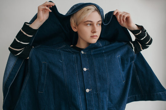 Portrait of woman wearing denim