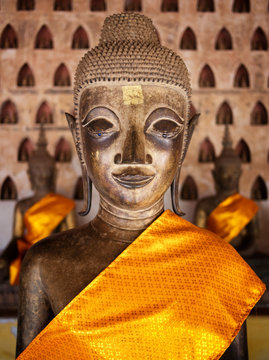 Detail of Buddha statue, wat si saket. Laos