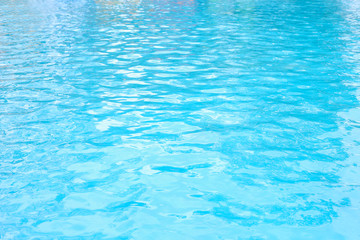 Water in swimming pool reflected sunlight blur background.
