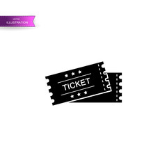 Obraz premium Ticket vector icon. Black illustration isolated for graphic and web design