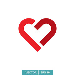 Stylized modern heart. Vector illustration on the theme of love and romance relationship. Flat design
