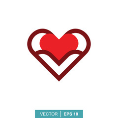 Stylized modern heart. Vector illustration on the theme of love and romance relationship. Flat design