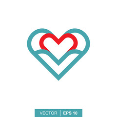 Stylized modern heart. Vector illustration on the theme of love and romance relationship. Flat design