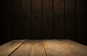 Empty wooden table in front of abstract blurred background of coffee shop . can be used for display or montage your products.Mock up for display of product