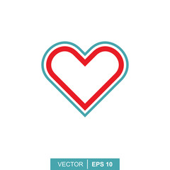 Stylized modern heart. Vector illustration on the theme of love and romance relationship. Flat design