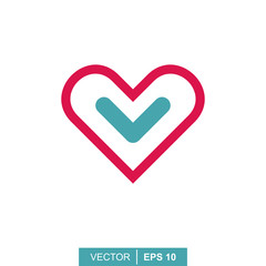 Stylized modern heart. Vector illustration on the theme of love and romance relationship. Flat design