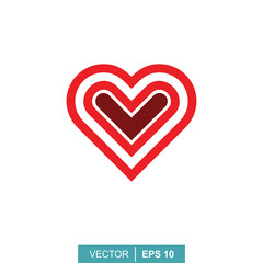 Stylized modern heart. Vector illustration on the theme of love and romance relationship. Flat design