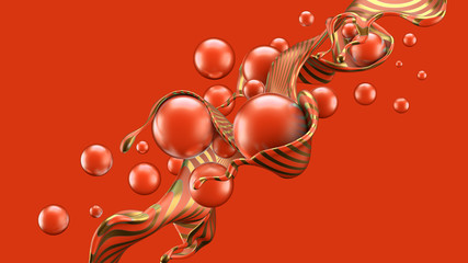 Abstract background with splash and ball. 3d illustration, 3d rendering.