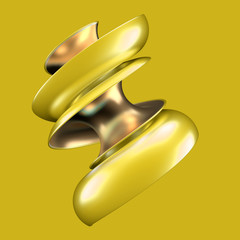 Abstract background with yellow and gold shape. 3d illustration, 3d rendering.