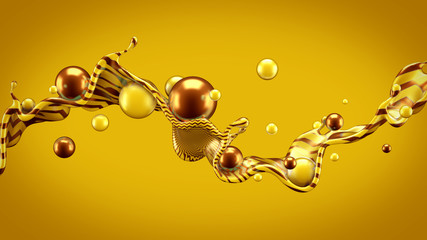 Abstract background with splash and ball..3d illustration, 3d rendering.