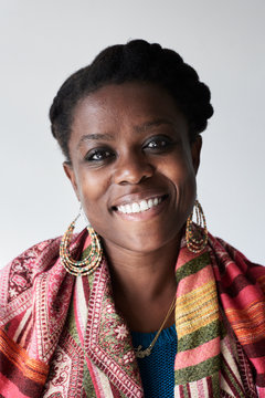 Portrait of cheerful black african woman.