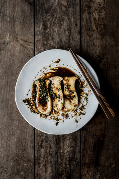 Boletus sauteed with bimi