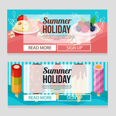 cute summer holiday banner with ice cream theme