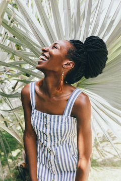 Portrait of laughing African American woman