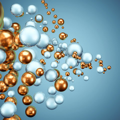 Beautiful group background with elements, color and gold. 3d illustration, 3d rendering.