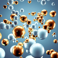 Beautiful group background with elements, color and gold. 3d illustration, 3d rendering.