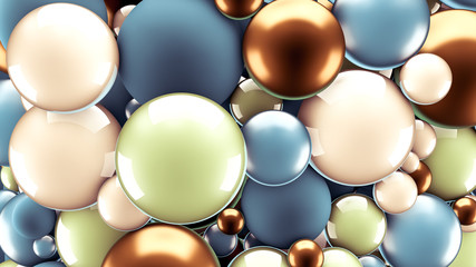 Beautiful group background with elements, color and gold. 3d illustration, 3d rendering.