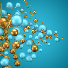 Beautiful group background with elements, color and gold. 3d illustration, 3d rendering.
