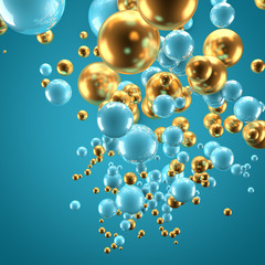 Beautiful group background with elements, color and gold. 3d illustration, 3d rendering.
