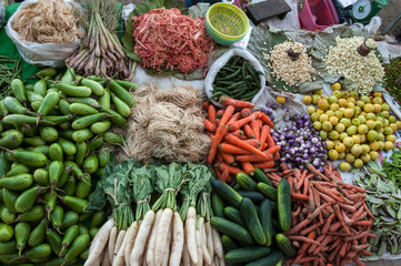 Fruit and vegetables at local market in Myanmar