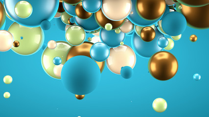 Beautiful group background with elements, color and gold. 3d illustration, 3d rendering.