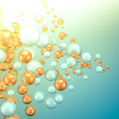 Beautiful group background with elements, color and gold. 3d illustration, 3d rendering.