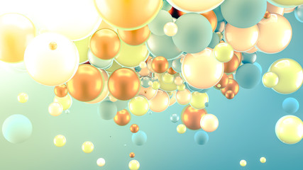 Beautiful group background with elements, color and gold. 3d illustration, 3d rendering.