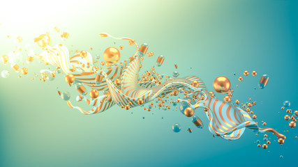 Fototapeta na wymiar Beautiful group background with elements, color and gold. 3d illustration, 3d rendering.