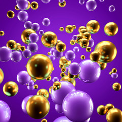 Beautiful group background with elements, color and gold. 3d illustration, 3d rendering.