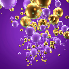 Beautiful group background with elements, color and gold. 3d illustration, 3d rendering.