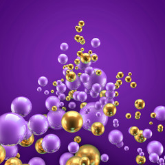 Beautiful group background with elements, color and gold. 3d illustration, 3d rendering.