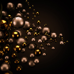 Beautiful group background with elements, color and gold. 3d illustration, 3d rendering.