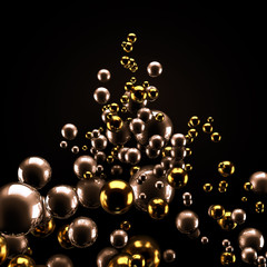 Beautiful group background with elements, color and gold. 3d illustration, 3d rendering.