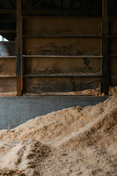 Sawdust in a barn